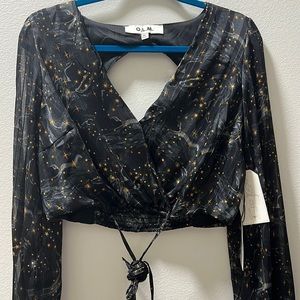 Starry night crop blouse